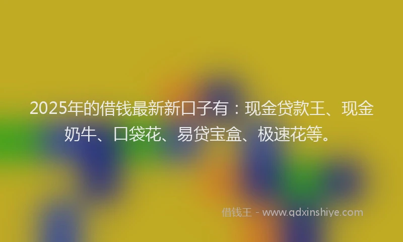 2025年的借钱最新新口子有：现金贷款王、现金奶牛、口袋花、易贷宝盒、极速花等。