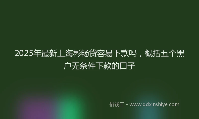 2025年最新上海彬畅贷容易下款吗，概括五个黑户无条件下款的口子