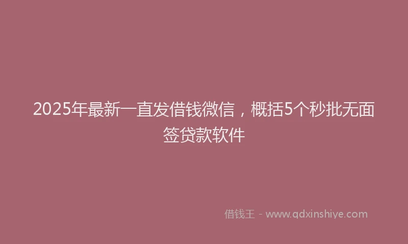 2025年最新一直发借钱微信，概括5个秒批无面签贷款软件