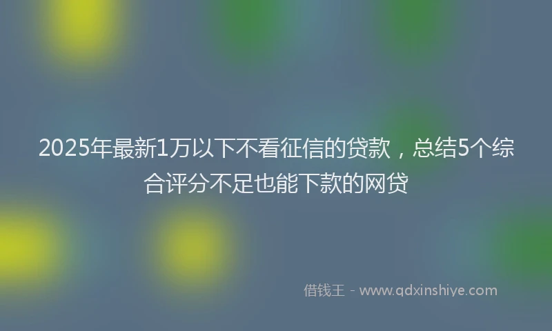 2025年最新1万以下不看征信的贷款，总结5个综合评分不足也能下款的网贷