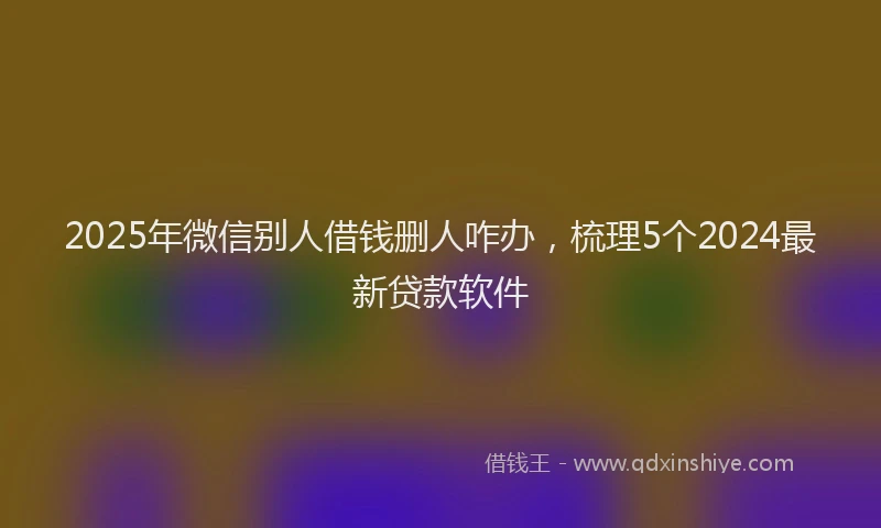 2025年微信别人借钱删人咋办，梳理5个2024最新贷款软件