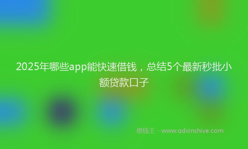 2025年哪些app能快速借钱，总结5个最新秒批小额贷款口子