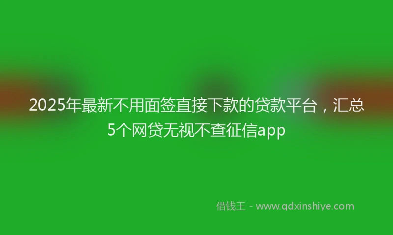 2025年最新不用面签直接下款的贷款平台，汇总5个网贷无视不查征信app