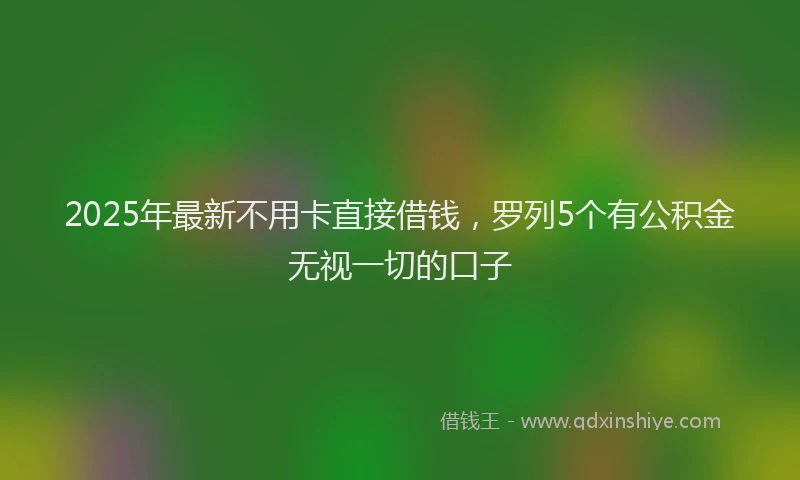 2025年最新不用卡直接借钱，罗列5个有公积金无视一切的口子