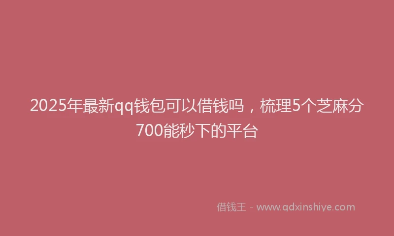2025年最新qq钱包可以借钱吗，梳理5个芝麻分700能秒下的平台