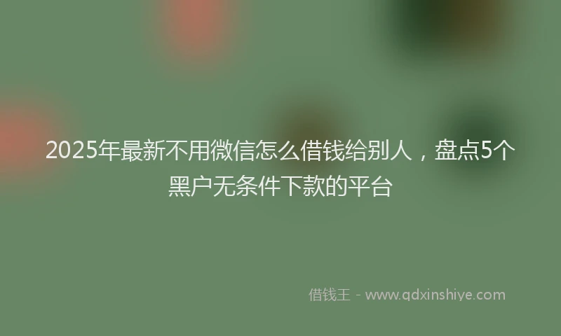 2025年最新不用微信怎么借钱给别人，盘点5个黑户无条件下款的平台