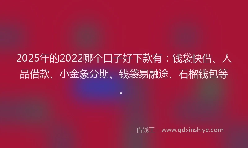 2025年的2022哪个口子好下款有：钱袋快借、人品借款、小金象分期、钱袋易融途、石榴钱包等。