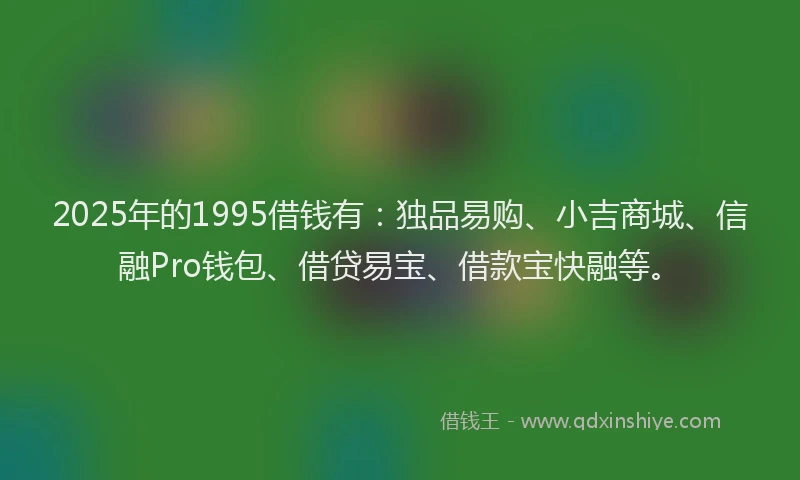 2025年的1995借钱有：独品易购、小吉商城、信融Pro钱包、借贷易宝、借款宝快融等。