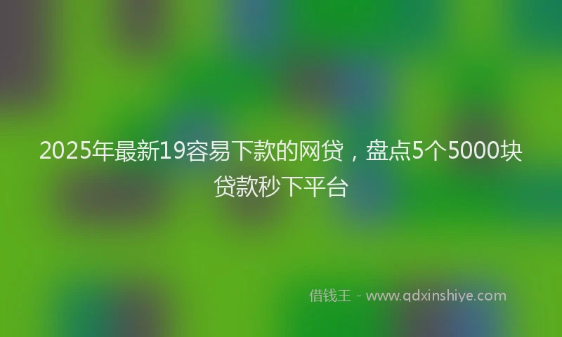 2025年最新19容易下款的网贷，盘点5个5000块贷款秒下平台