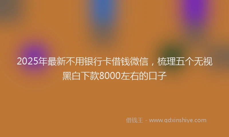 2025年最新不用银行卡借钱微信，梳理五个无视黑白下款8000左右的口子