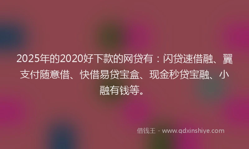 2025年的2020好下款的网贷有：闪贷速借融、翼支付随意借、快借易贷宝盒、现金秒贷宝融、小融有钱等。