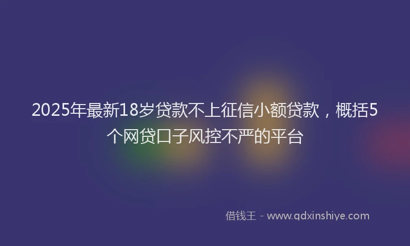 2025年最新18岁贷款不上征信小额贷款，概括5个网贷口子风控不严的平台