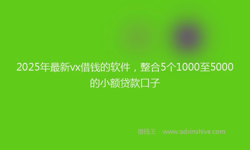 2025年最新vx借钱的软件，整合5个1000至5000的小额贷款口子