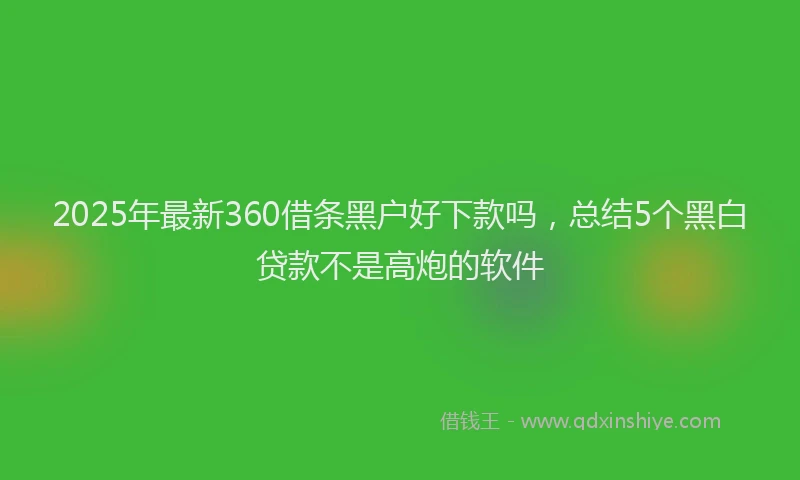 2025年最新360借条黑户好下款吗，总结5个黑白贷款不是高炮的软件