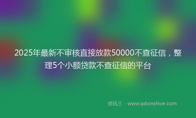 2025年最新不审核直接放款50000不查征信，整理5个小额贷款不查征信的平台