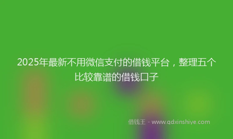 2025年最新不用微信支付的借钱平台，整理五个比较靠谱的借钱口子