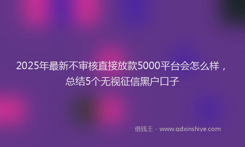 2025年最新不审核直接放款5000平台会怎么样，总结5个无视征信黑户口子