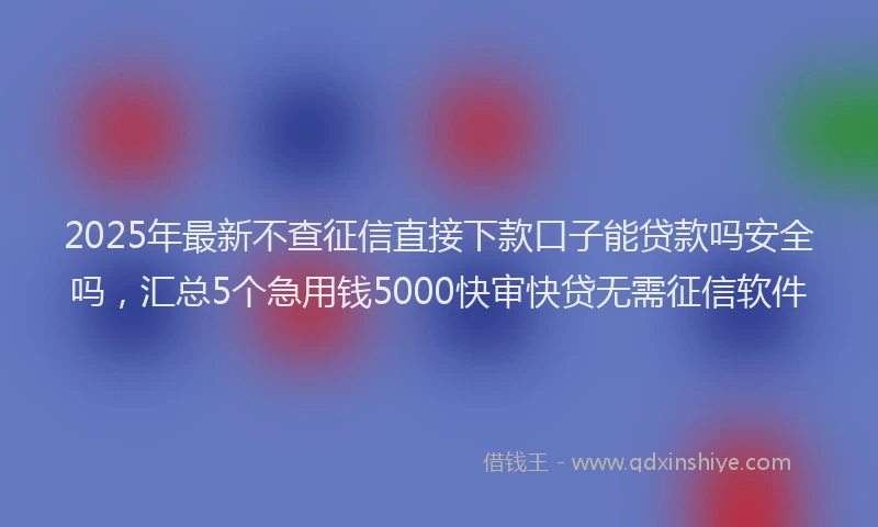 2025年最新不查征信直接下款口子能贷款吗安全吗，汇总5个急用钱5000快审快贷无需征信软件