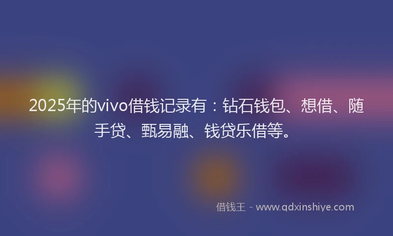 2025年的vivo借钱记录有：钻石钱包、想借、随手贷、甄易融、钱贷乐借等。