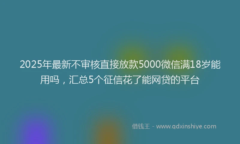2025年最新不审核直接放款5000微信满18岁能用吗，汇总5个征信花了能网贷的平台