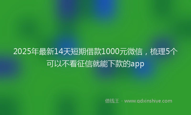 2025年最新14天短期借款1000元微信，梳理5个可以不看征信就能下款的app