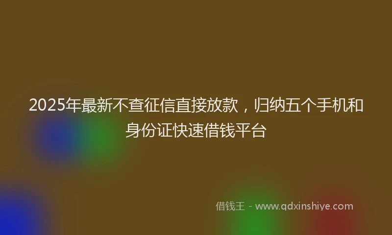 2025年最新不查征信直接放款，归纳五个手机和身份证快速借钱平台