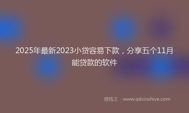 2025年最新2023小贷容易下款，分享五个11月能贷款的软件