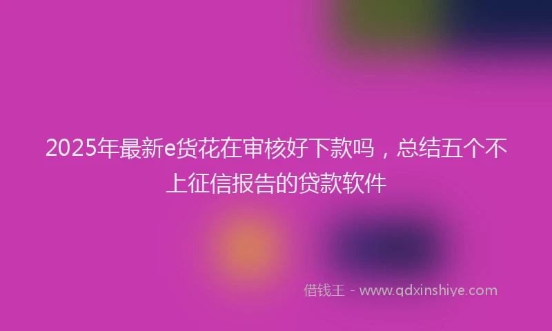 2025年最新e货花在审核好下款吗，总结五个不上征信报告的贷款软件