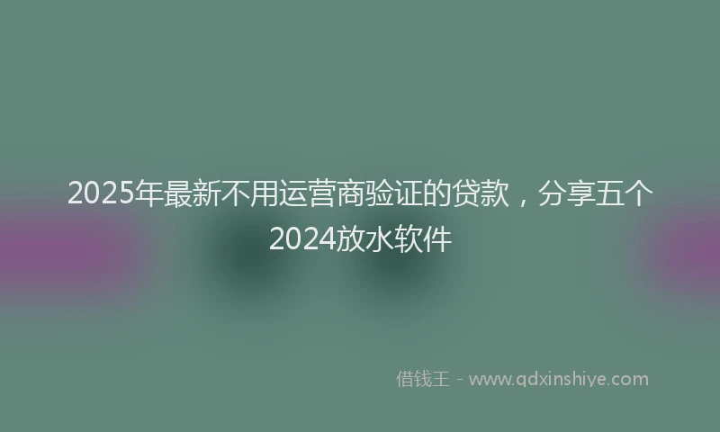 2025年最新不用运营商验证的贷款，分享五个2024放水软件