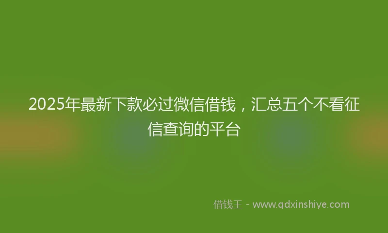 2025年最新下款必过微信借钱，汇总五个不看征信查询的平台