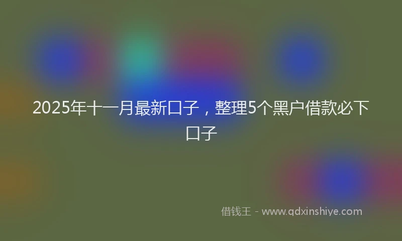 2025年十一月最新口子，整理5个黑户借款必下口子