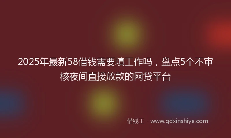 2025年最新58借钱需要填工作吗，盘点5个不审核夜间直接放款的网贷平台