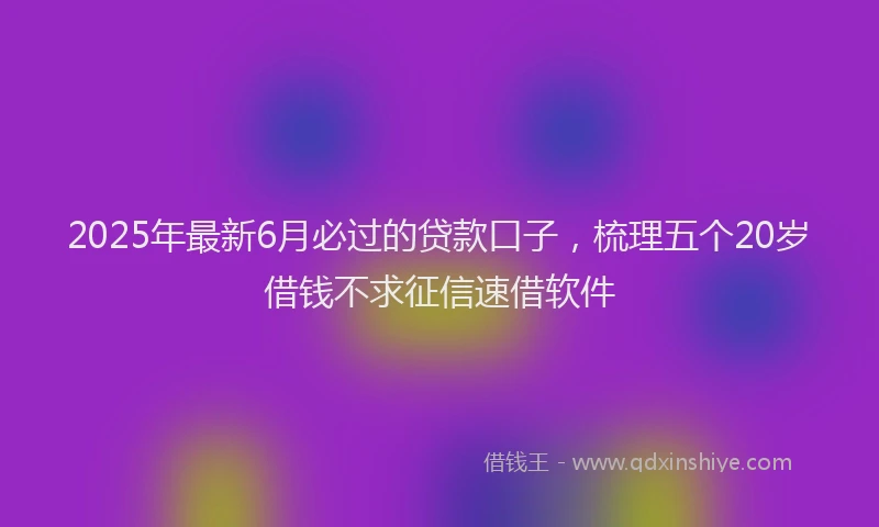 2025年最新6月必过的贷款口子，梳理五个20岁借钱不求征信速借软件