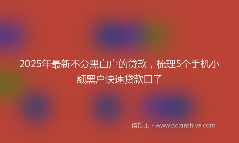 2025年最新不分黑白户的贷款，梳理5个手机小额黑户快速贷款口子
