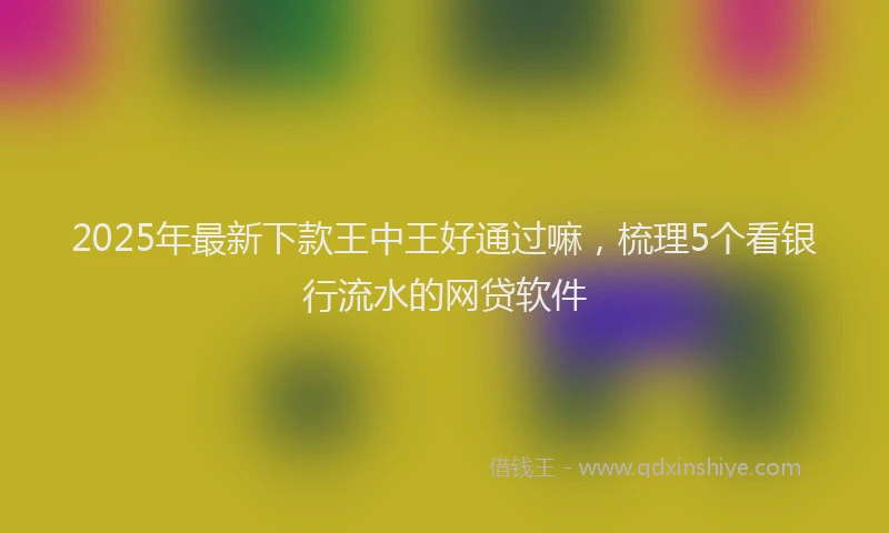 2025年最新下款王中王好通过嘛，梳理5个看银行流水的网贷软件