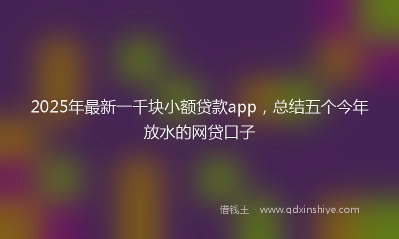 2025年最新一千块小额贷款app，总结五个今年放水的网贷口子