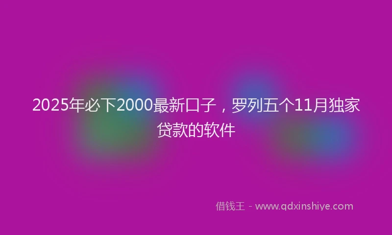 2025年必下2000最新口子，罗列五个11月独家贷款的软件