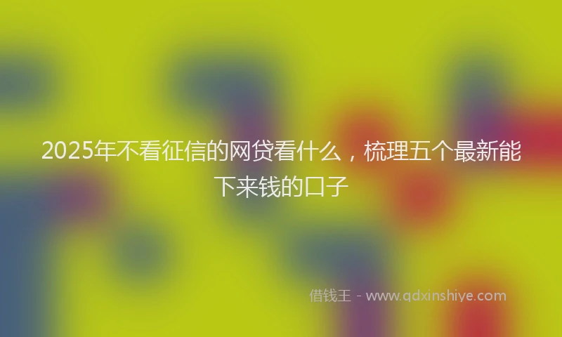 2025年不看征信的网贷看什么，梳理五个最新能下来钱的口子