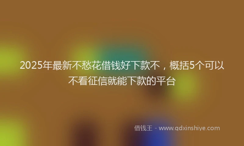 2025年最新不愁花借钱好下款不，概括5个可以不看征信就能下款的平台