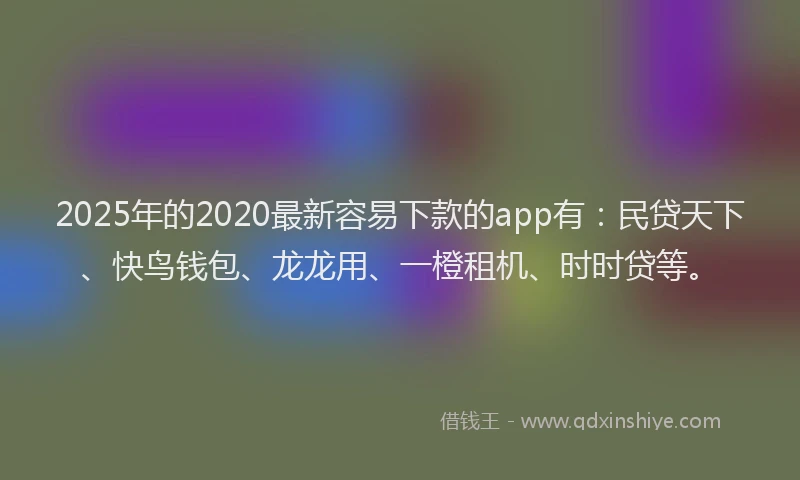 2025年的2020最新容易下款的app有：民贷天下、快鸟钱包、龙龙用、一橙租机、时时贷等。
