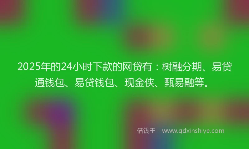 2025年的24小时下款的网贷有：树融分期、易贷通钱包、易贷钱包、现金侠、甄易融等。