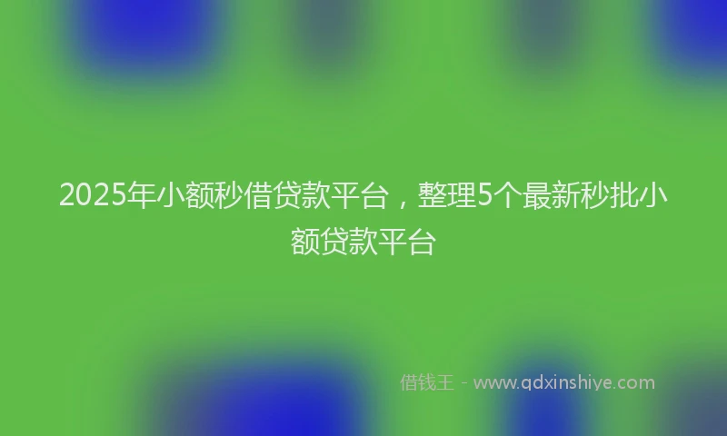 2025年小额秒借贷款平台，整理5个最新秒批小额贷款平台
