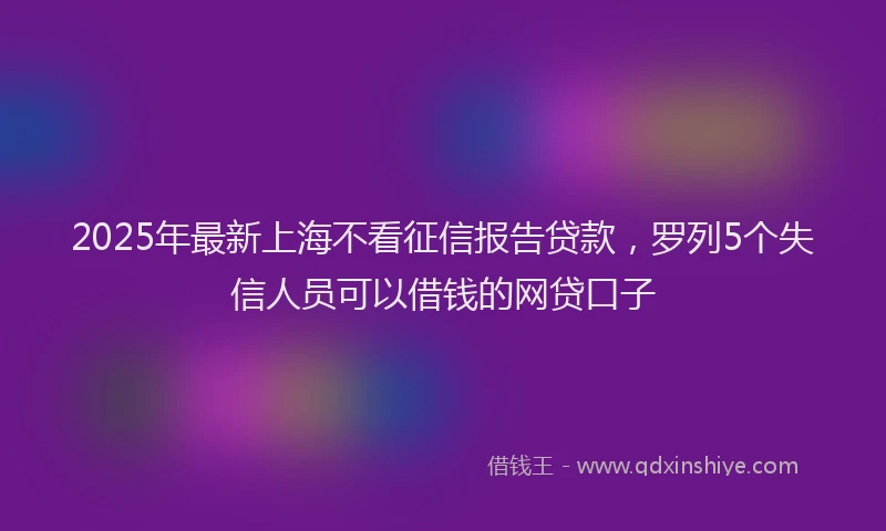 2025年最新上海不看征信报告贷款，罗列5个失信人员可以借钱的网贷口子