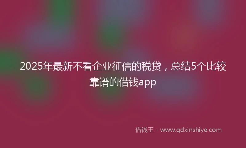 2025年最新不看企业征信的税贷，总结5个比较靠谱的借钱app