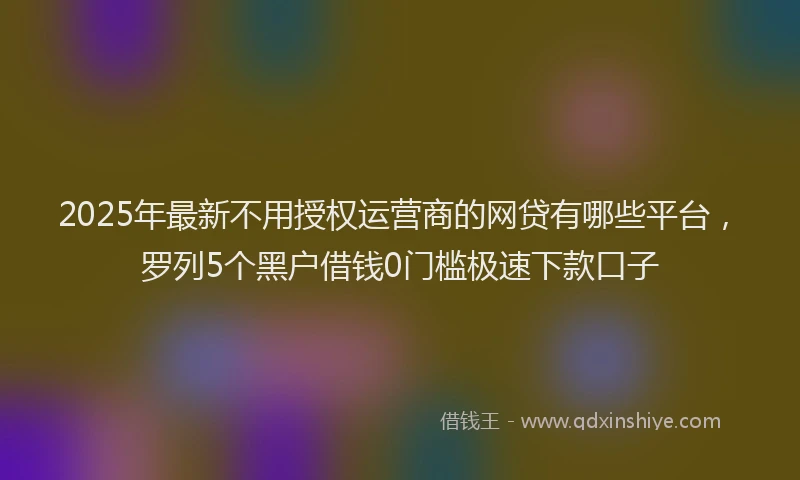 2025年最新不用授权运营商的网贷有哪些平台，罗列5个黑户借钱0门槛极速下款口子