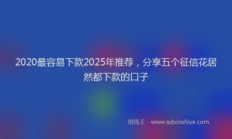 2020最容易下款2025年推荐，分享五个征信花居然都下款的口子