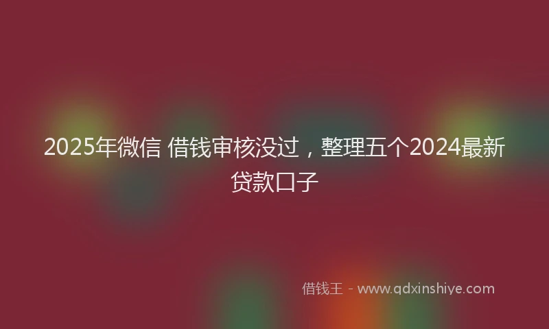 2025年微信 借钱审核没过，整理五个2024最新贷款口子
