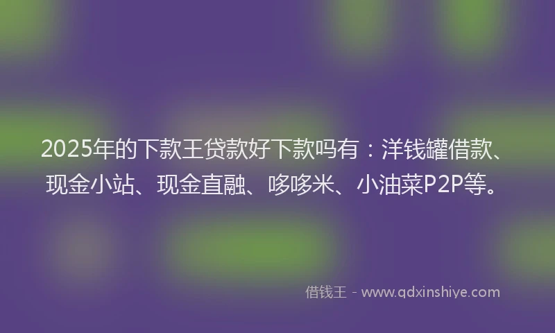 2025年的下款王贷款好下款吗有：洋钱罐借款、现金小站、现金直融、哆哆米、小油菜P2P等。