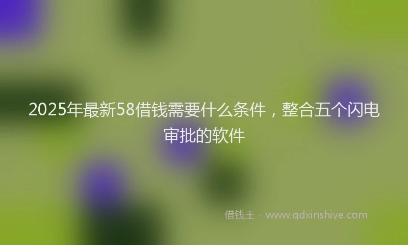 2025年最新58借钱需要什么条件，整合五个闪电审批的软件