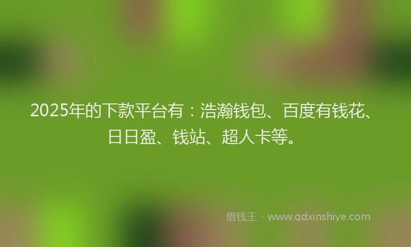 2025年的下款平台有：浩瀚钱包、百度有钱花、日日盈、钱站、超人卡等。